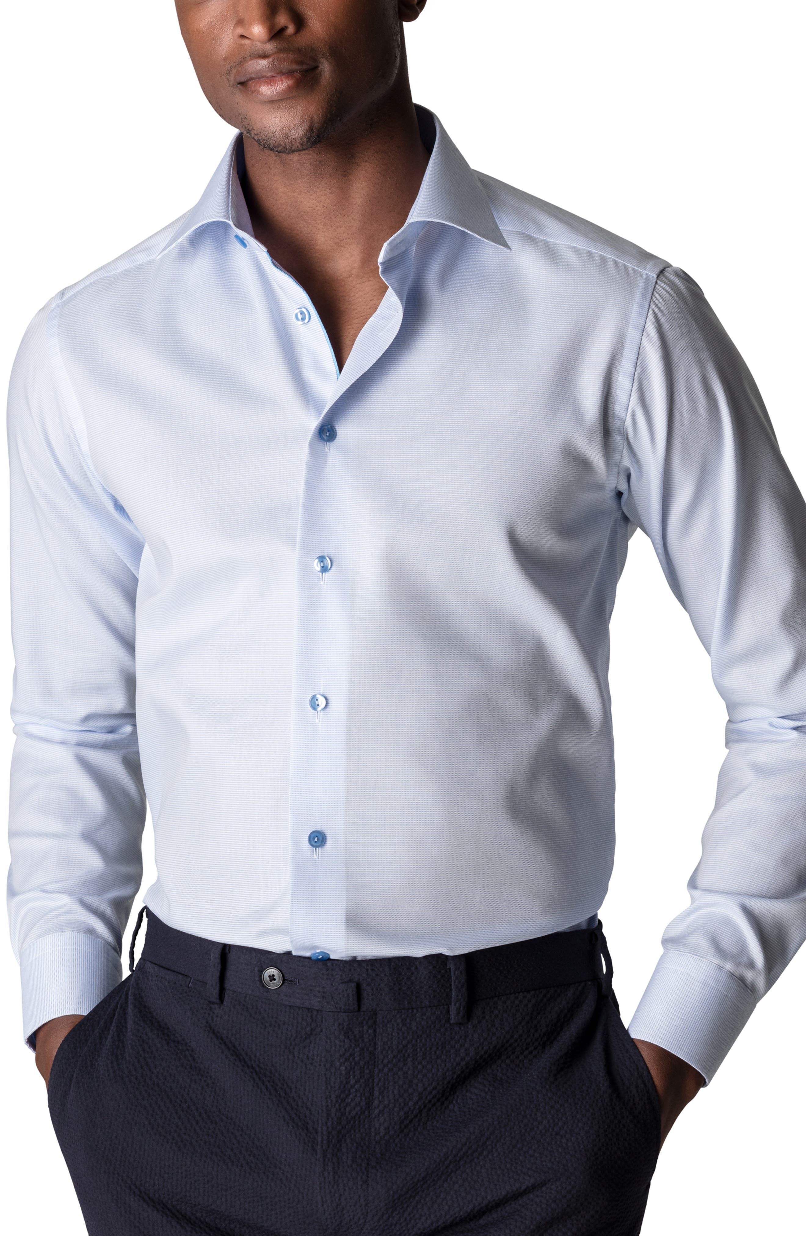 Slim Fit Textured Solid Shirt