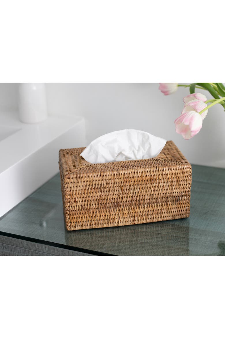 Artifacts Rattan Rectangular Tissue Box Cover, Alternate, color, Honey Brown