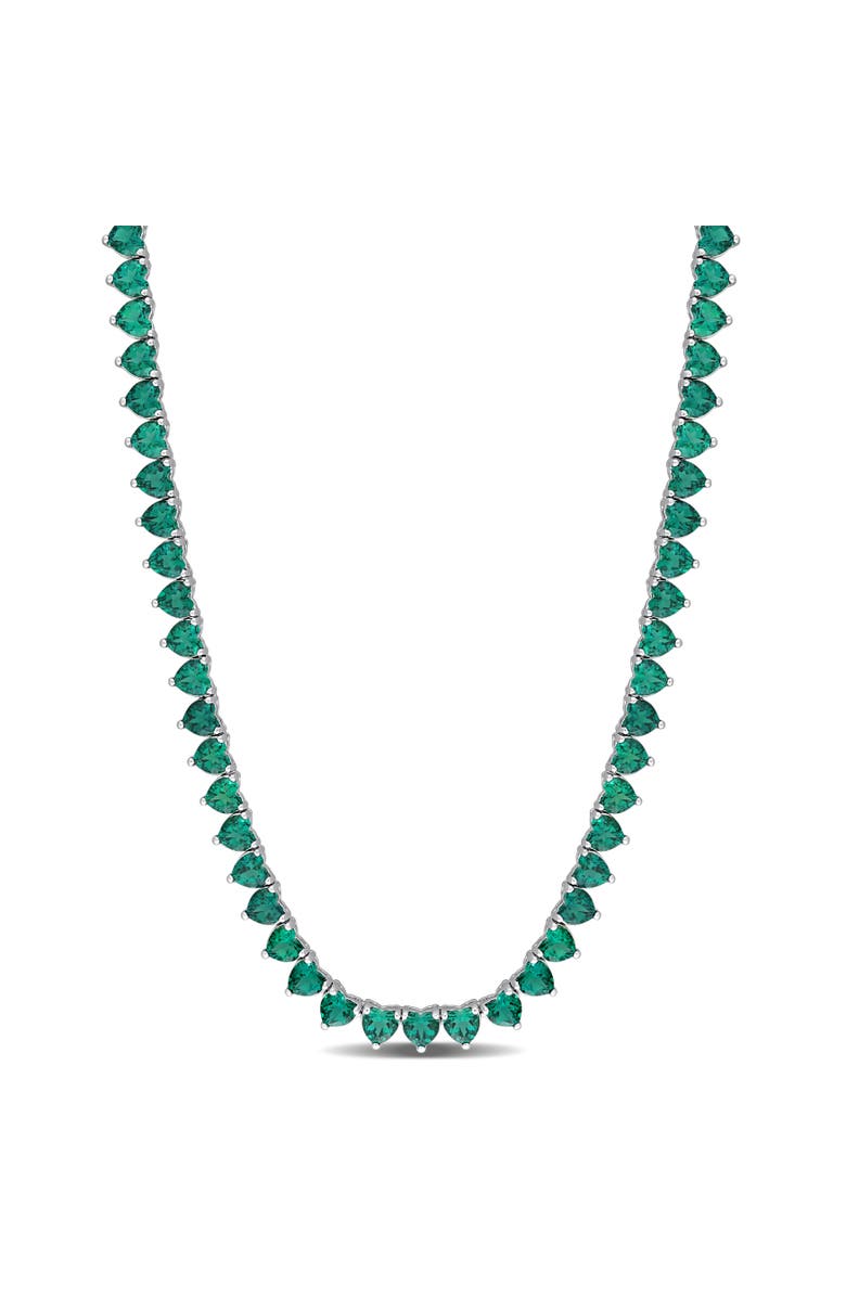 Julianna B. Lab-Created Emerald Heart Tennis Necklace, Main, color, Emerald