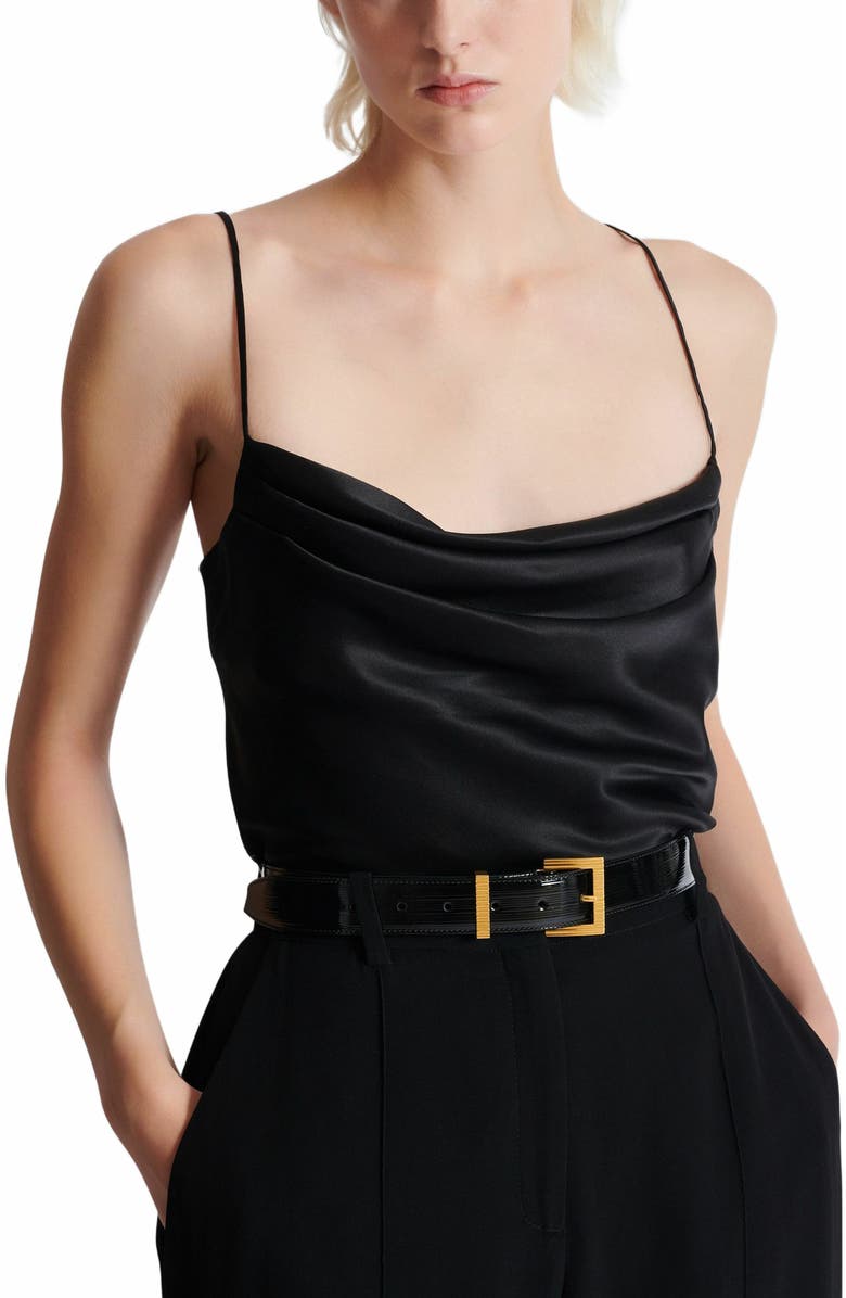 Balmain Perfume Belt In Striped Patent Leather, Alternate, color, Black