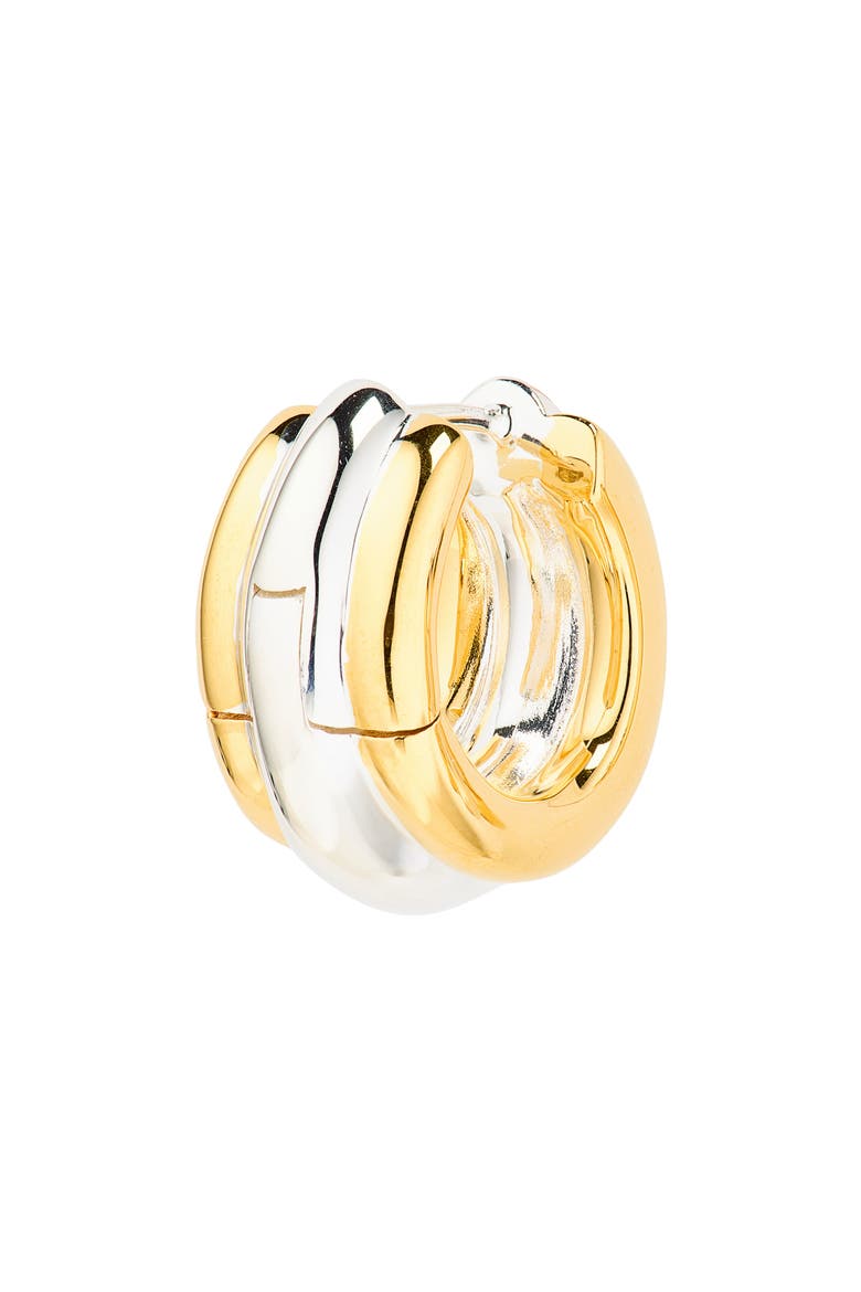 The Harper Mixed Metal Hoop Earrings, Alternate, color, MIXED METALS SILVER PIPING