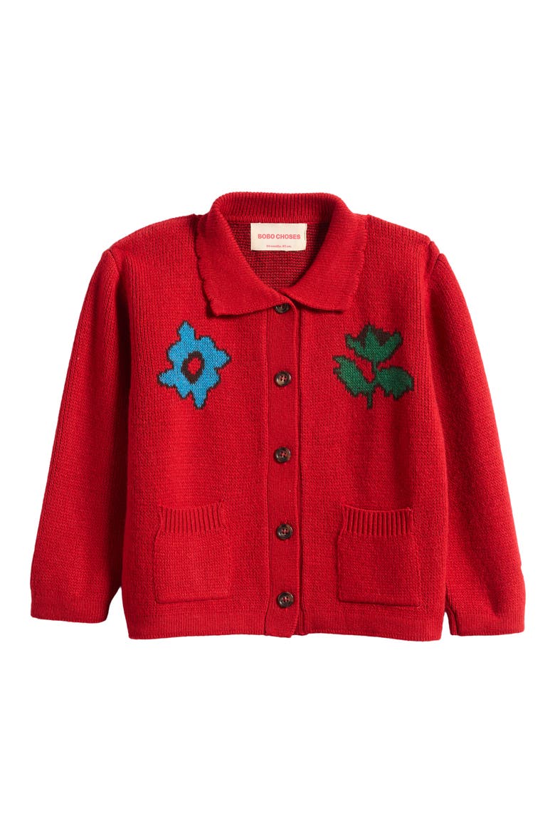 Kids' Blossom Cardigan, Main, color, RED