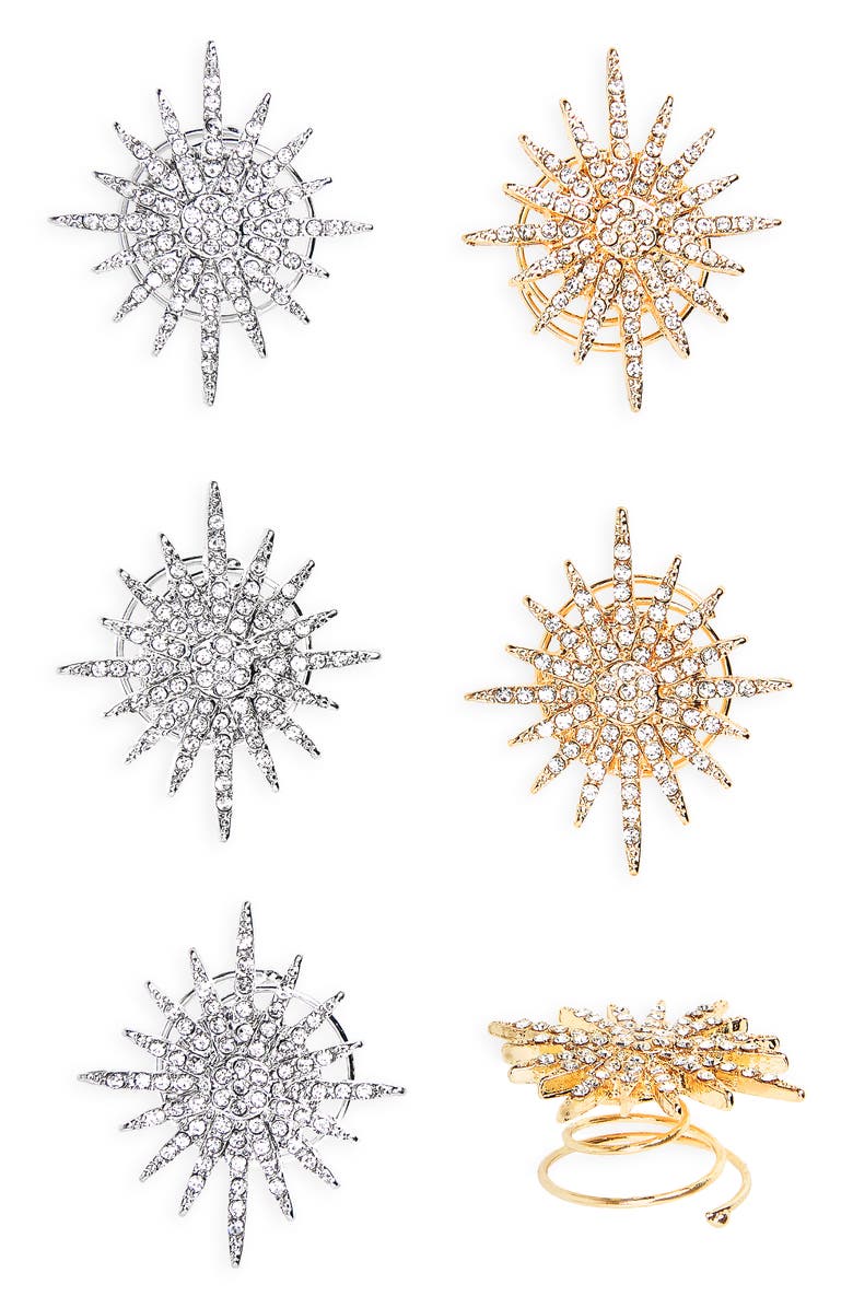 Tasha Set of 6 Mixed Starburst Hair Pins, Main, color, 