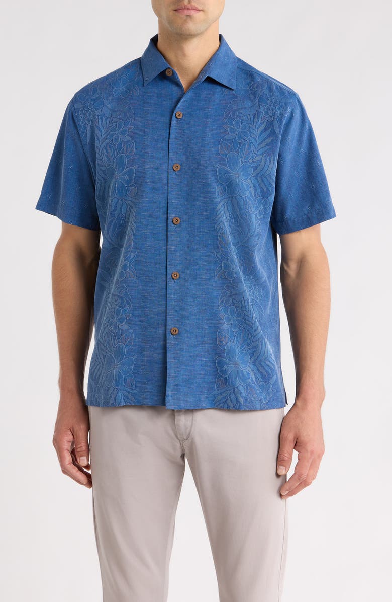 Tommy Bahama Kona Luxe Silk Button-Up Shirt, Main, color, Dockside Blue