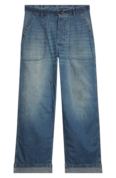 Wide Leg Jeans (Washed Blue)
