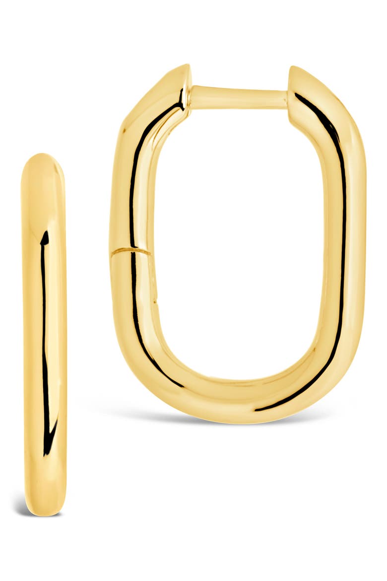 14K Yellow Gold Plated Sterling Silver Huggie Hoop Earrings, Alternate, color, GOLD