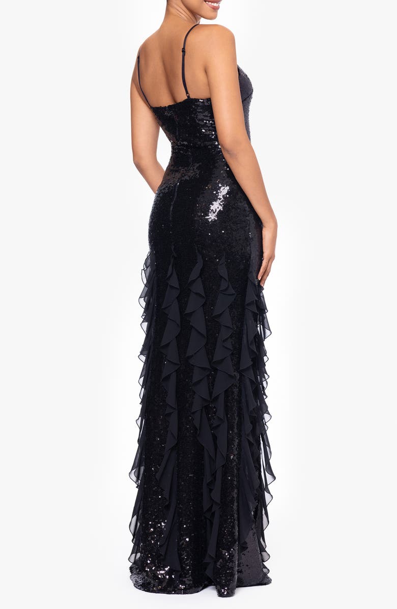 Betsy & Adam Sequin & Ruffle Gown, Alternate, color,