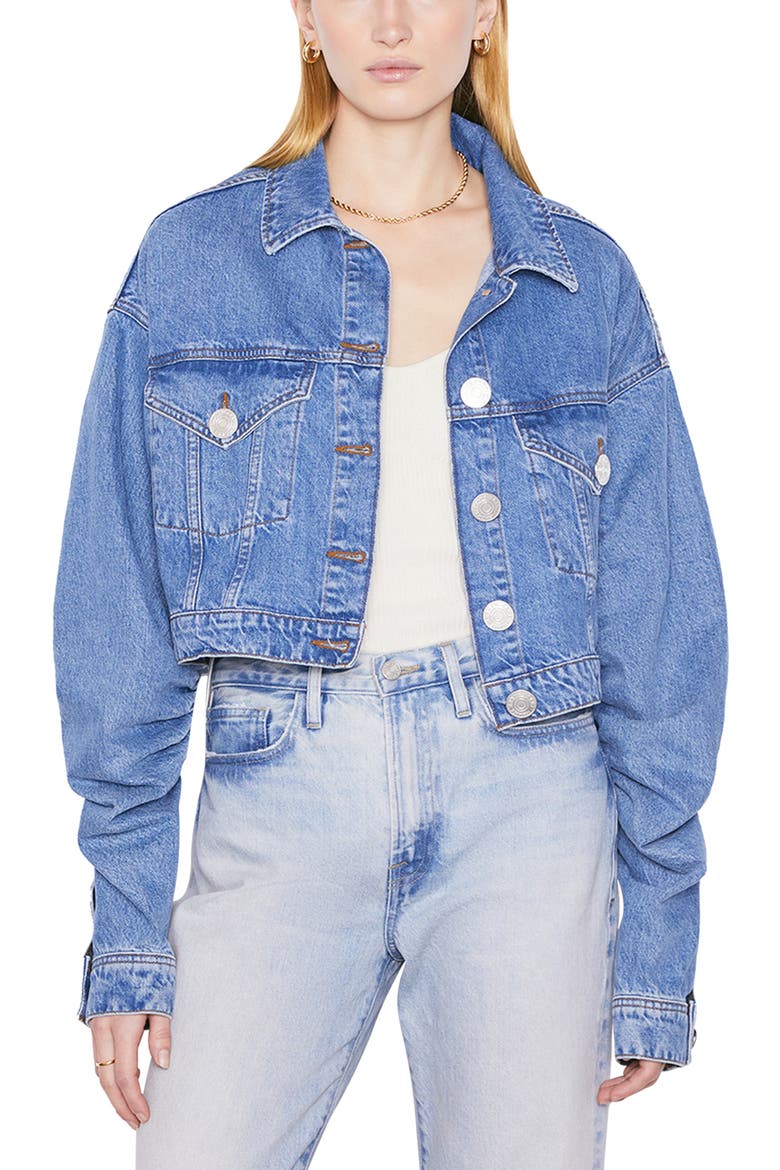 Crop Denim Trucker Jacket, Main, color, SEA LEVEL