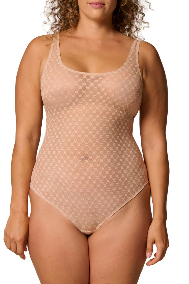 Plume Embroidered Bodysuit, Alternate, color, PEAU ROSE