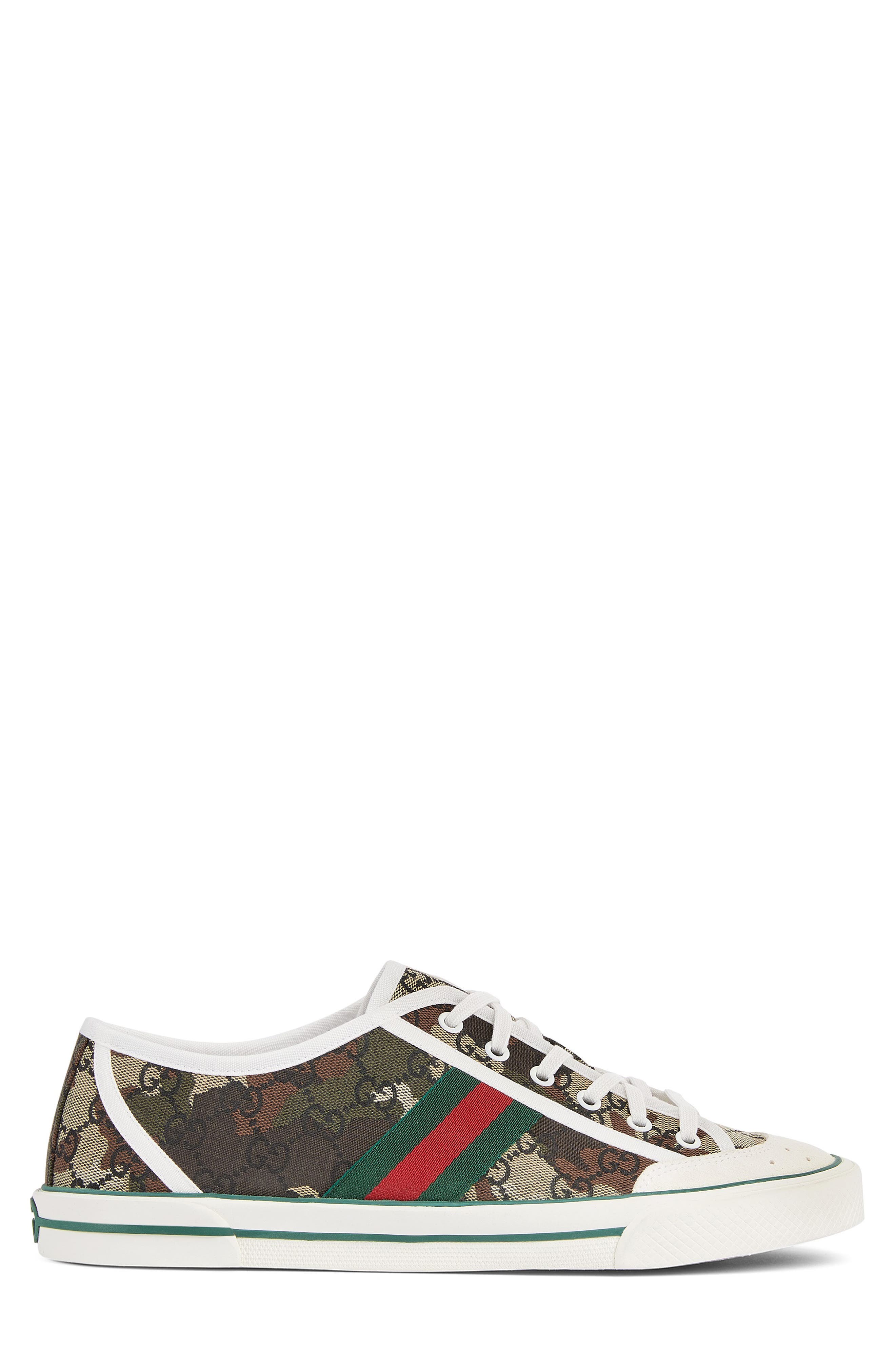 Gucci Tennis 77 Low Top Sneaker, Alternate, color, Beige/ Green Multi