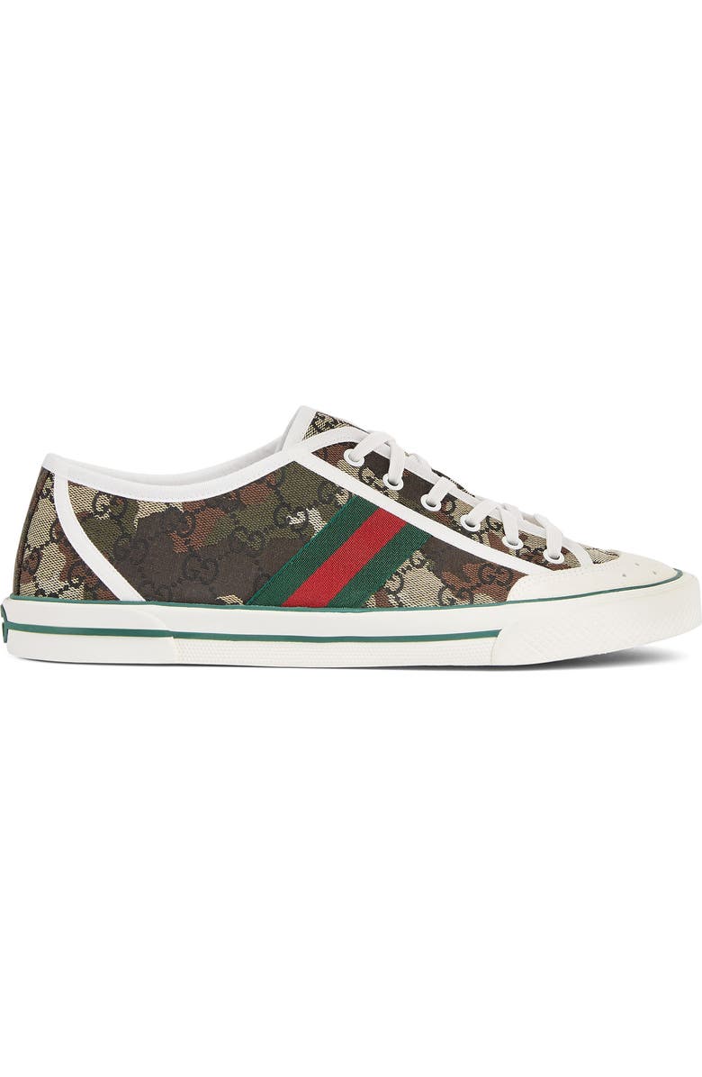 Gucci Tennis 77 Low Top Sneaker, Alternate, color, Beige/ Green Multi