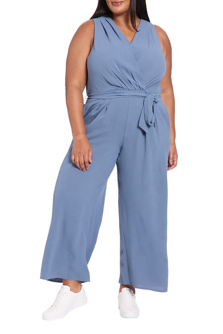 Sleeveless Pleated Jumpsuit, Main, color, FINE SLATE