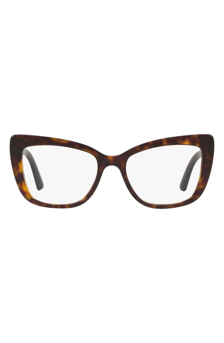 Dolce&Gabbana 53mm Cat Eye Optical Glasses, Main, color, Havana