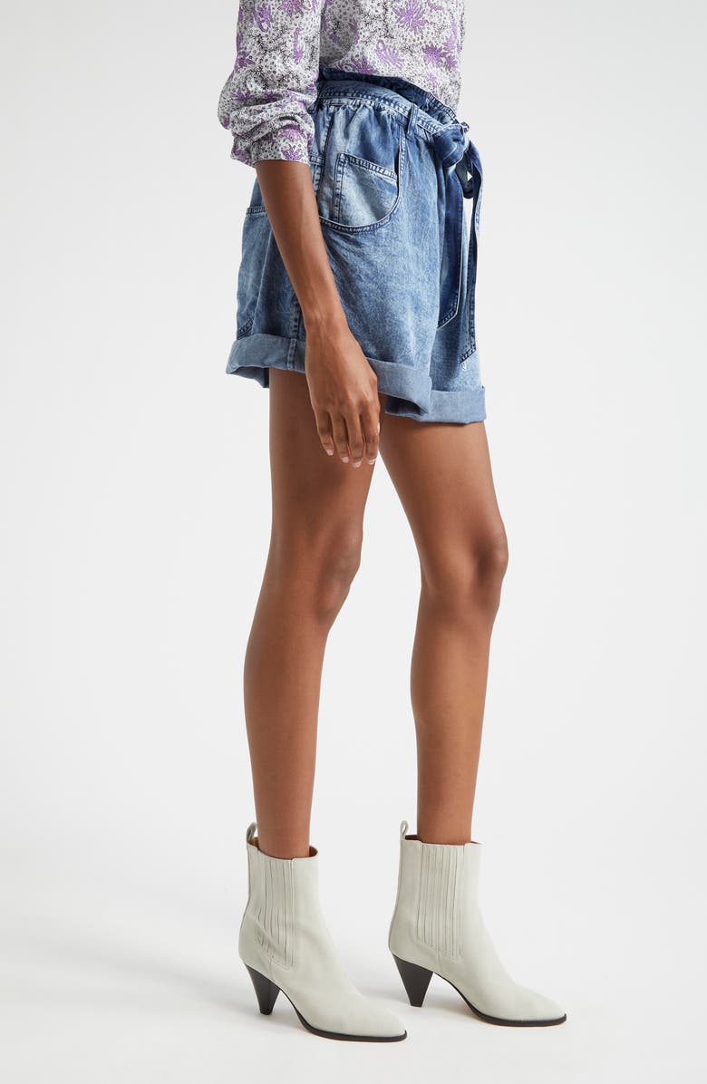 Isabel Marant Étoile Pierine Tie Waist Denim Shorts, Alternate, color, Blue