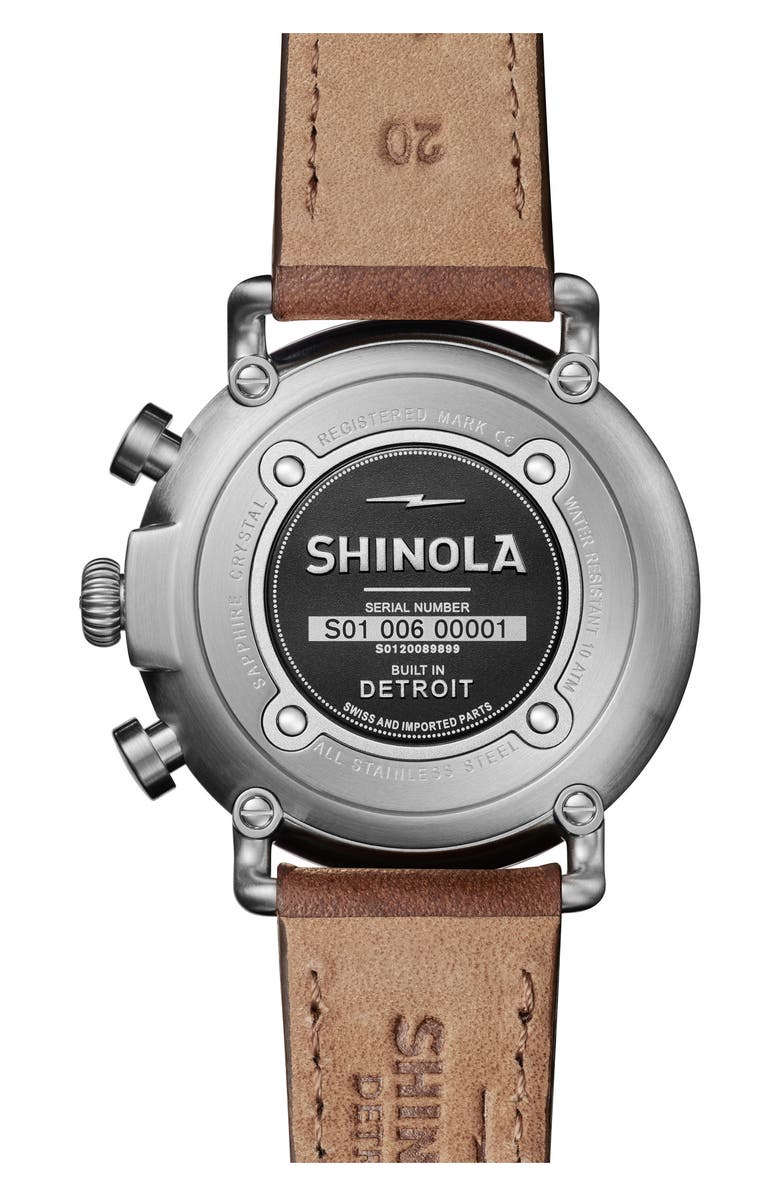 Shinola The Runwell Chronograph Leather Strap Watch, 41mm, Alternate, color, 