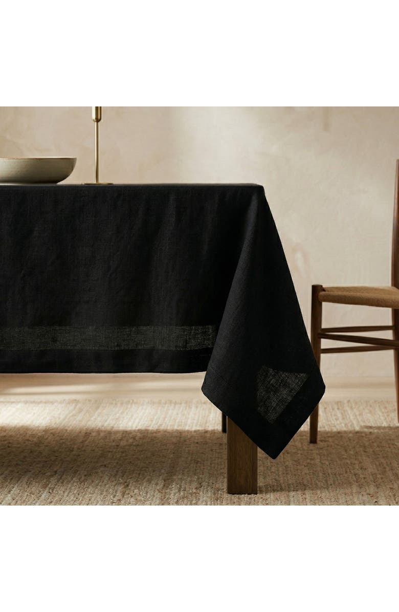 Solino Home Linen Tablecloth for Dining Table, Holiday and Everyday Table Decor - Diana, Alternate, color, Black