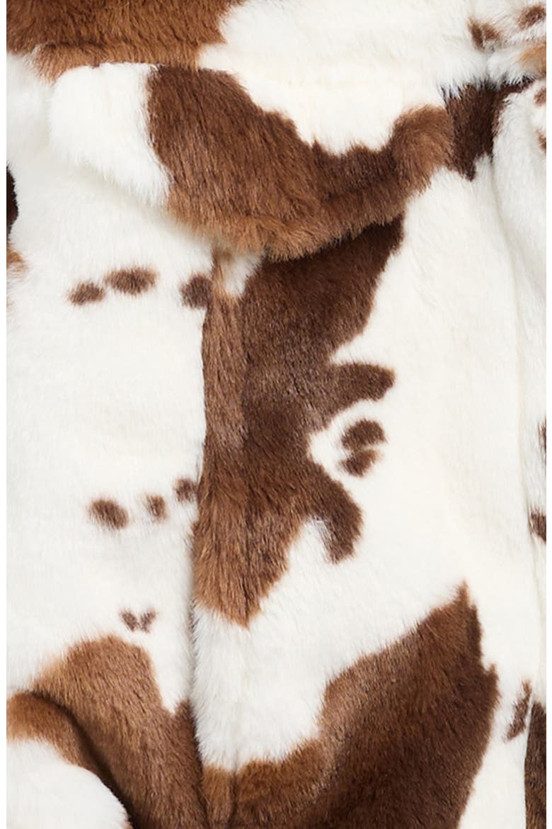 Kids' Cow Print Faux Fur Trucker Jacket, Alternate, color, IVORY BROWN COW