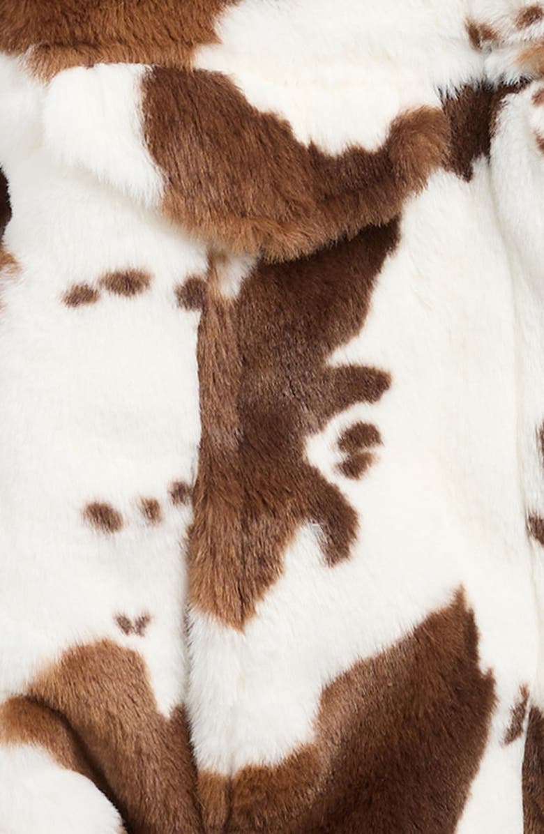 Tractr Kids' Cow Print Faux Fur Trucker Jacket, Alternate, color, Ivory Brown Cow