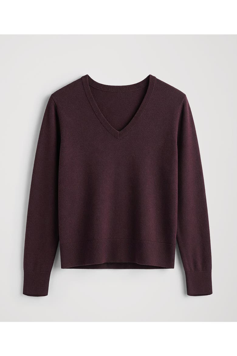 Organic Cotton Essential V-Neck Sweater, Alternate, color, Plum Heather