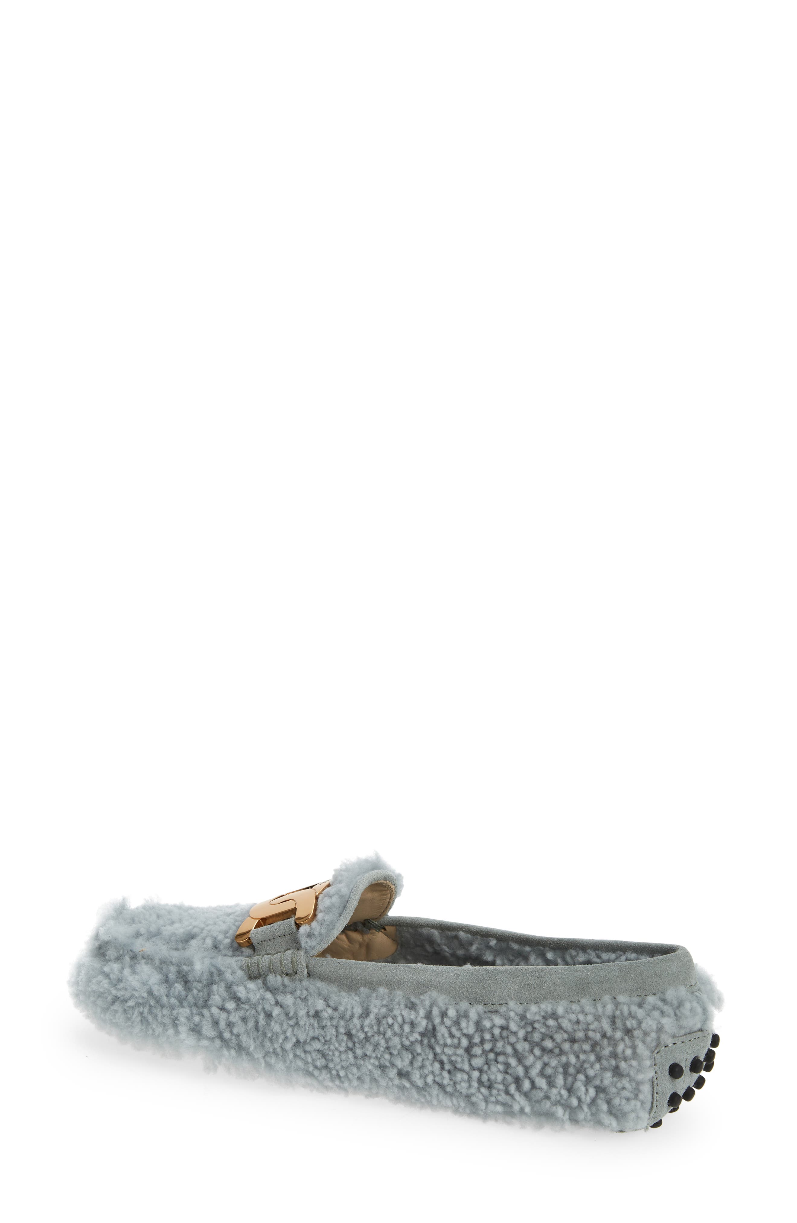 Tod's Kate Chain Detail Genuine Shearling Driving Shoe, Alternate, color, 