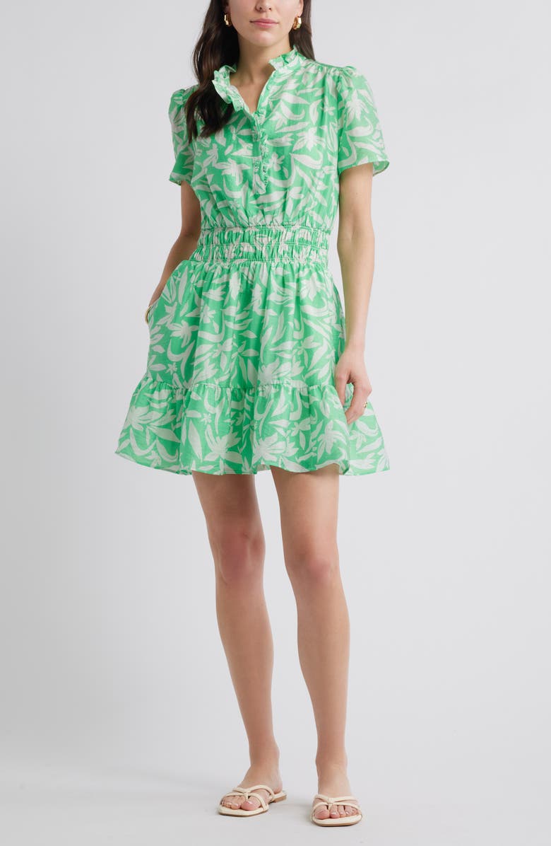 Caslon<sup>®</sup> Ruffle Detail Dress, Main, color, Green- Blue Hattie Floral