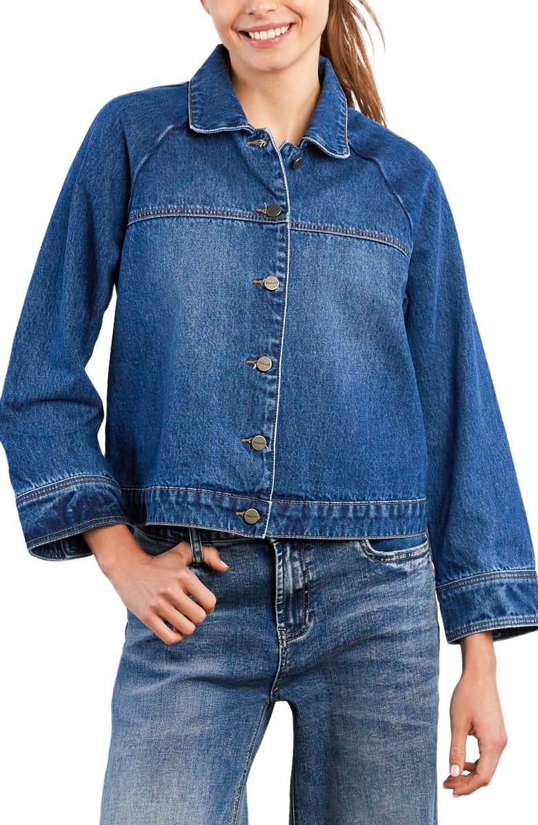 HINT OF BLU Boxy Denim Jacket, Alternate, color, Blue Farm Dark