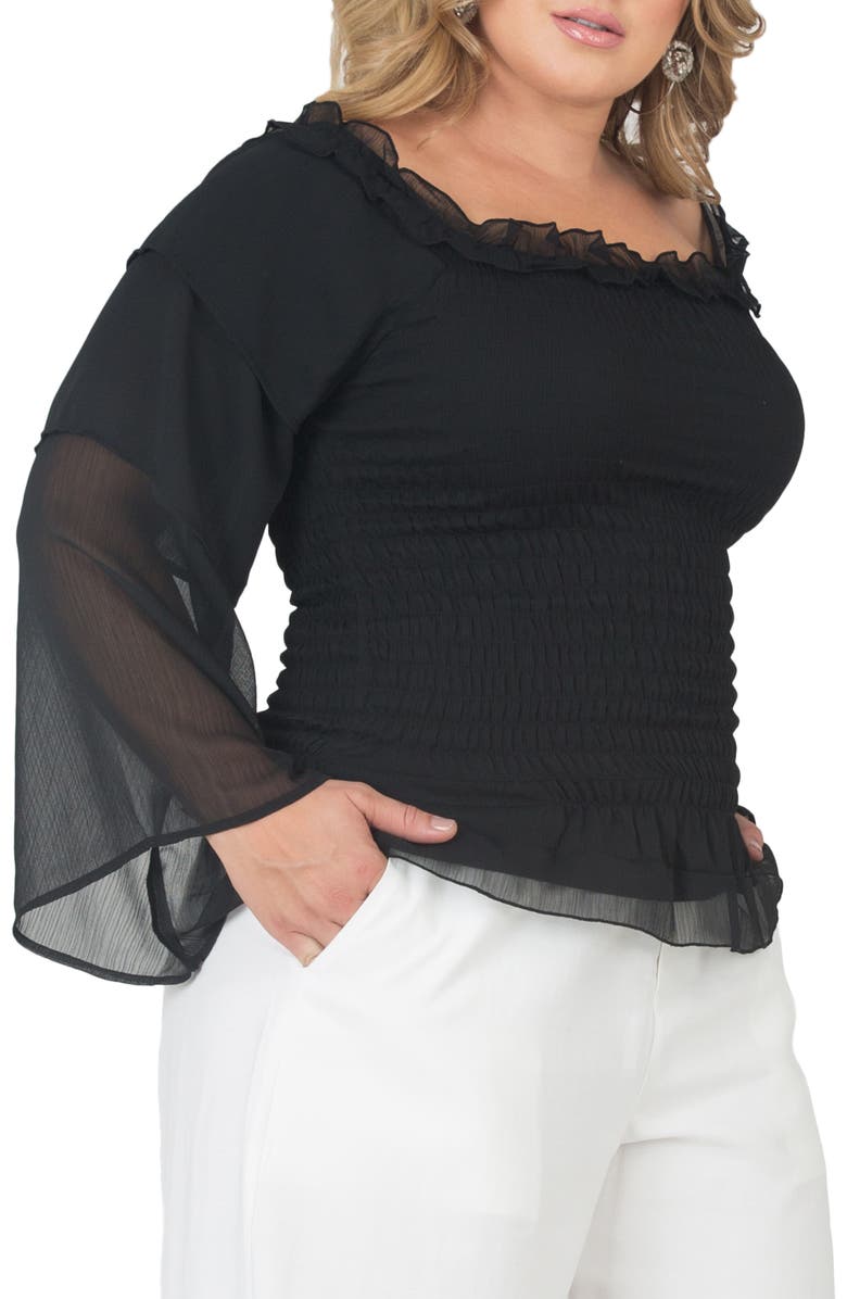 Standards & Practices Tiered Sleeve Smocked Top, Alternate, color, 