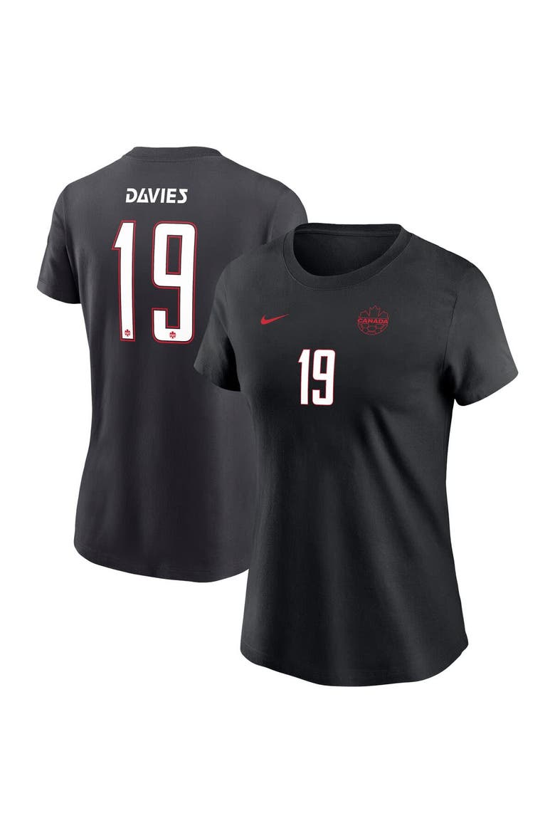 Women's Nike Alphonso Davies Black Canada Soccer Away Name & Number T-Shirt, Main, color, Black