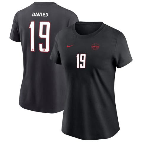 Women's Nike Alphonso Davies Black Canada Soccer Away Name & Number T-Shirt