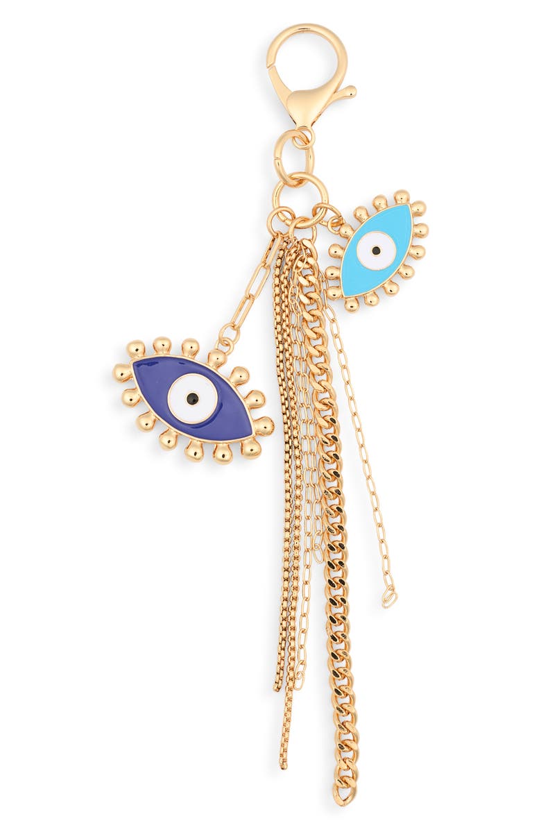 Leith Evil Eye Bag Charm, Main, color, Blue Multi- Gold