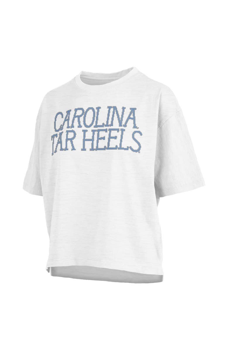 PRESSBOX Women's Pressbox White North Carolina Tar Heels Motley Crew Chain Stitch Slub Waist Length Boxy T-Shirt, Alternate, color, 