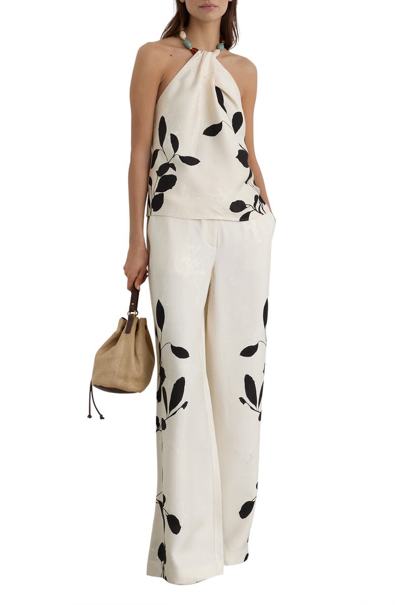 Reiss Delilah Wide Leg Pants, Alternate, color, Ivory/ Black