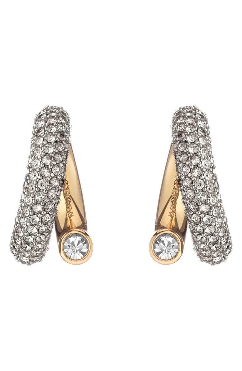 DEMARSON Monroe Pavé Hoop Earrings, Main, color, Gold/ Pave
