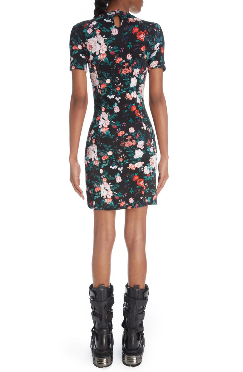 Rabanne Floral Print Ruched Jersey Minidress, Alternate, color,