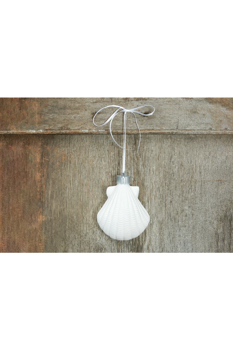Fan Shells Light-Up LED Christmas Tree Ornament, Alternate, color, White