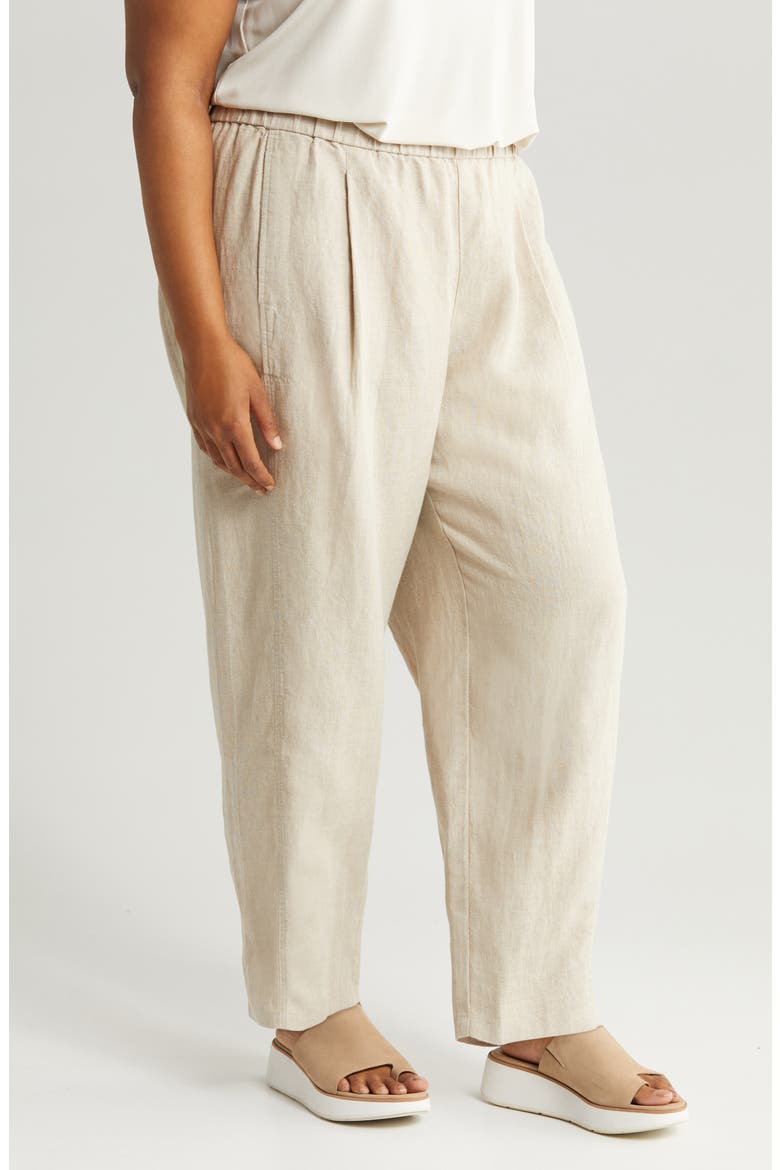 Pleated Organic Linen Lantern Pants, Alternate, color, UNDYED NATURAL