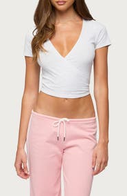 EDIKTED Yilenah Wrap Surplice Neck Top