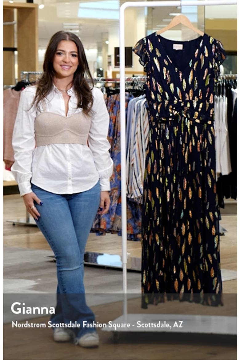 Jennsen Metallic Flutter Sleeve Maxi Dress video
