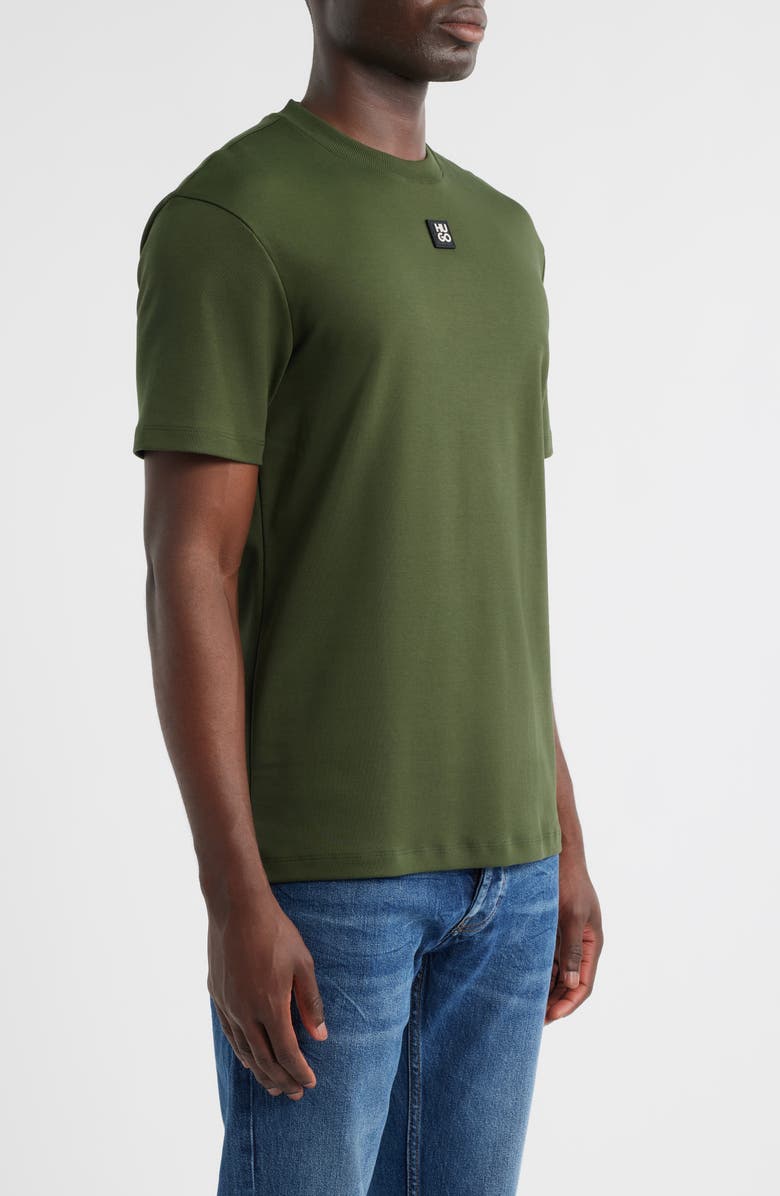 HUGO Dalile Logo Badge Cotton T-Shirt, Alternate, color, Dark Green