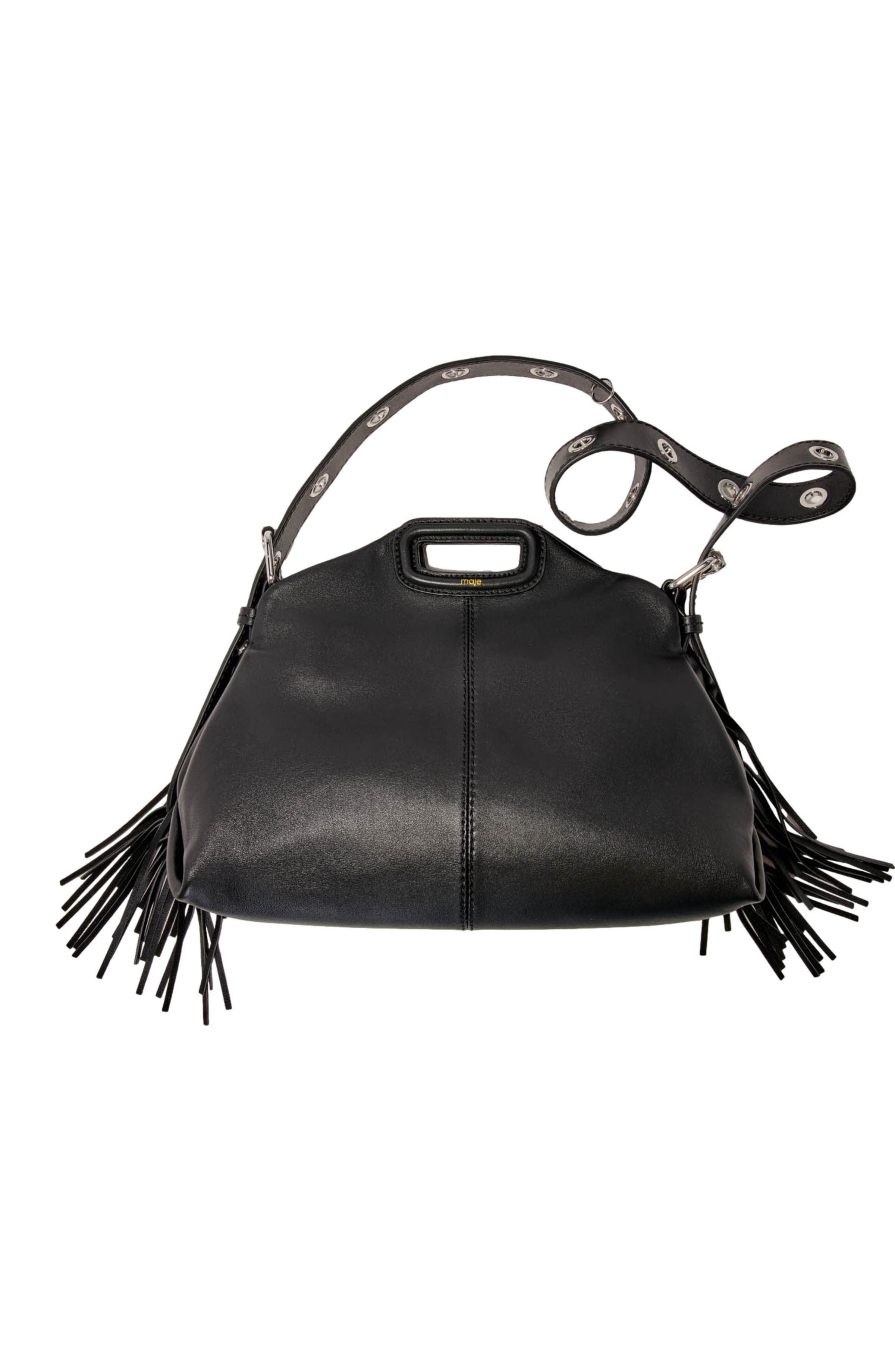 maje Smooth leather Miss M bag, Alternate, color, Black
