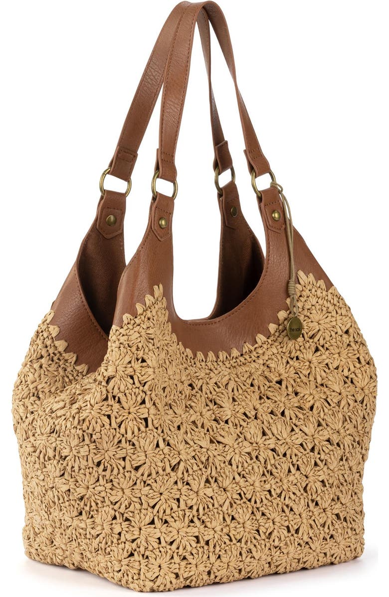 The Sak Roma Shopper Hand Crochet Tote Bag, Alternate, color, Natural Primrose Straw