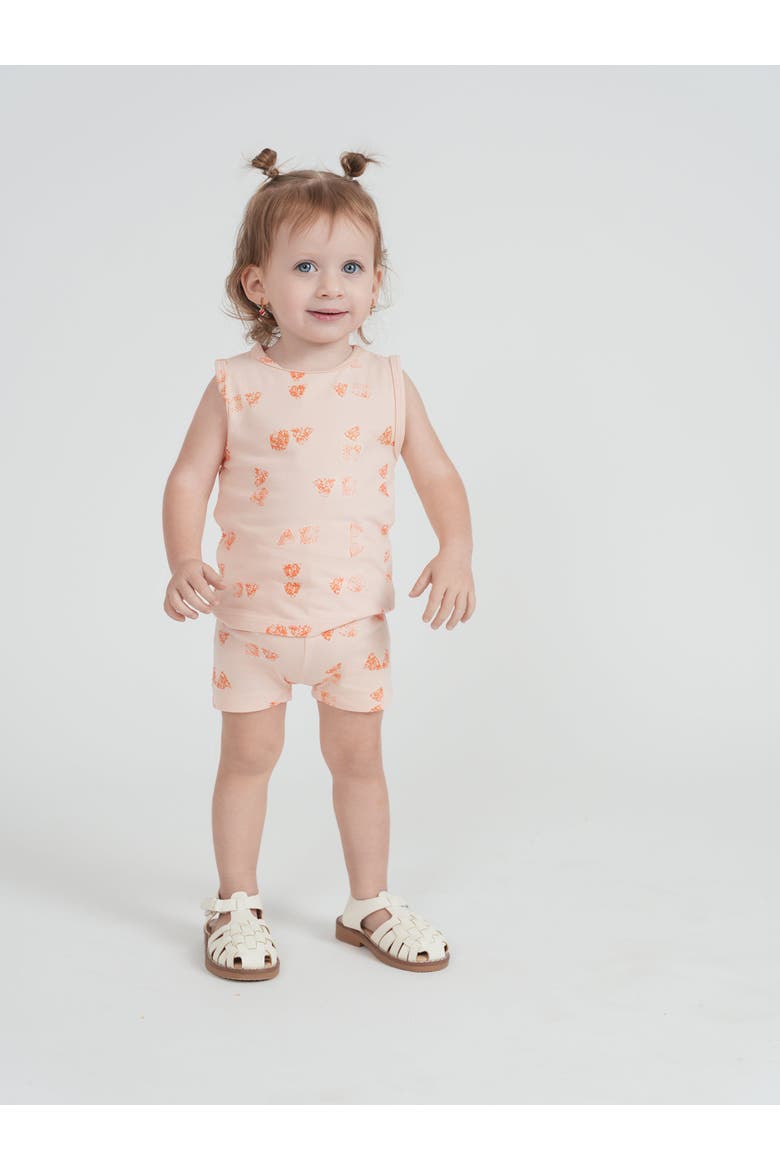 Baby Faded Print Sleeveless Vest and Shorts Set, Alternate, color, Peach