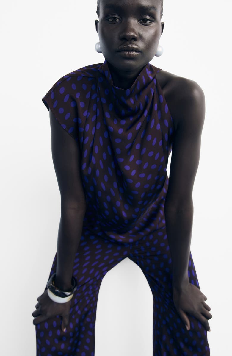 MANGO Drape Asymmetric Top, Alternate, color, Brown