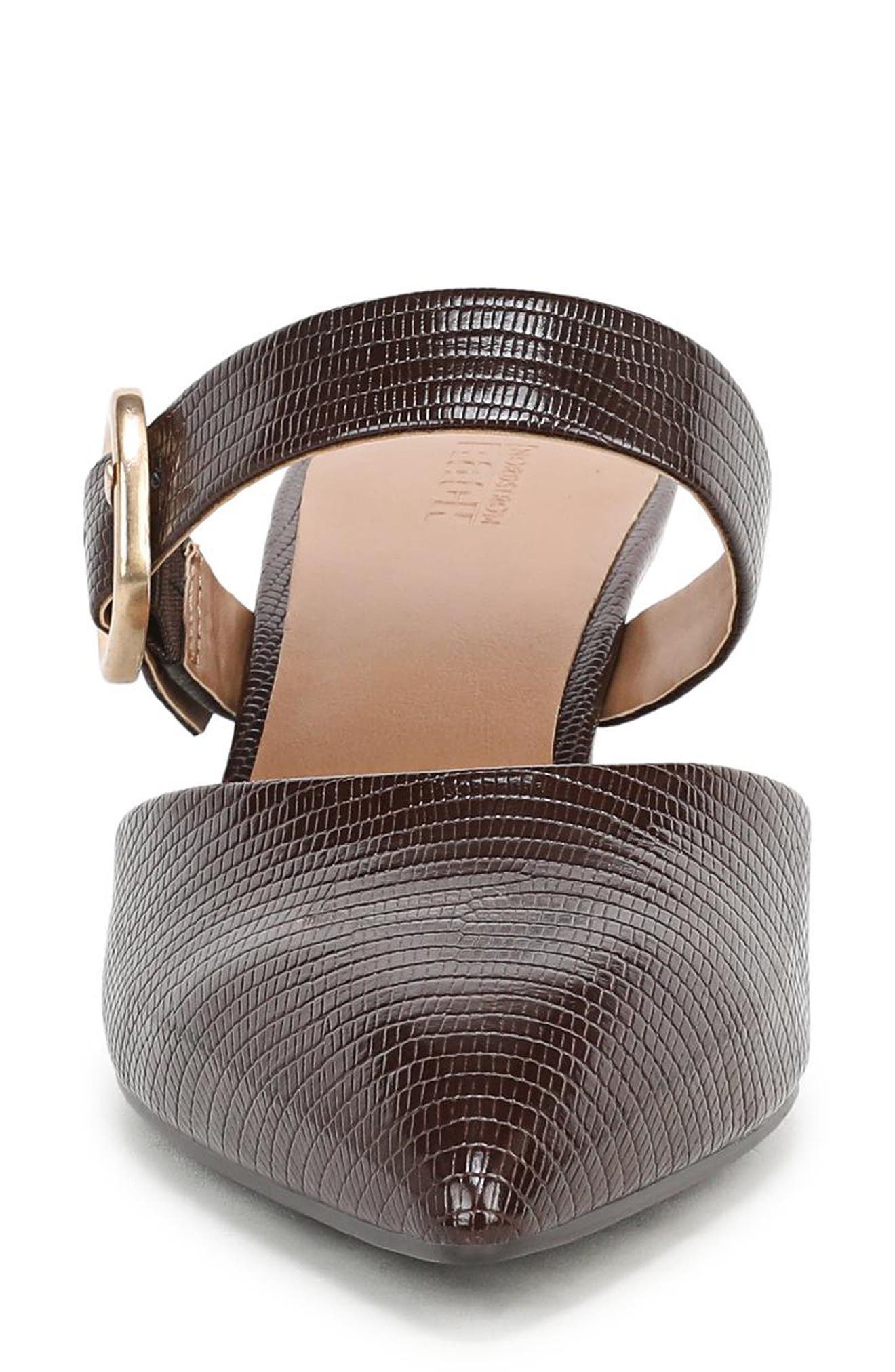 Gianna Faux Leather Embossed Mule, Alternate, color, BROWN DARK CHOCOLATE