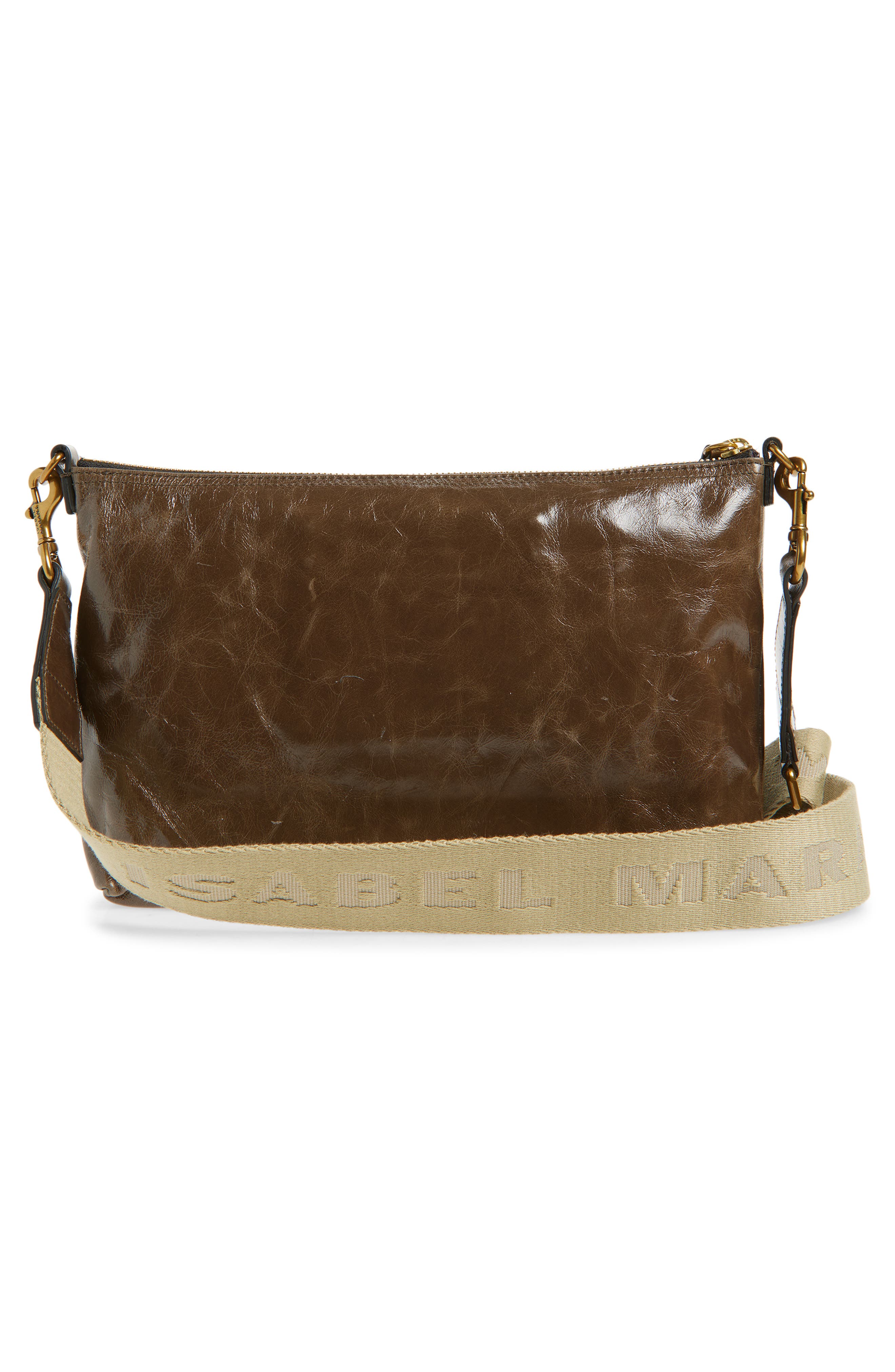 Isabel Marant Nessah Wardy Leather Crossbody Bag, Alternate, color, Moss Green