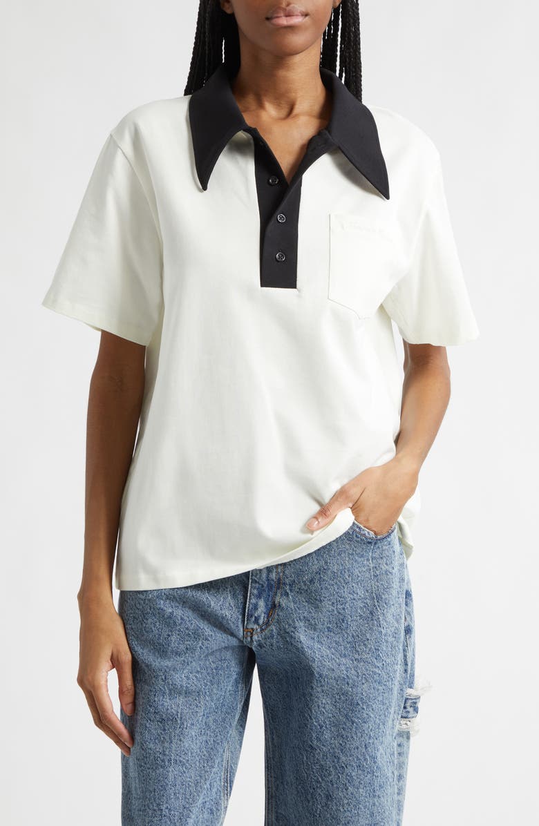 Tanner Fletcher Gender Inclusive Frank Contrast Collar Polo, Main, color, Ivory