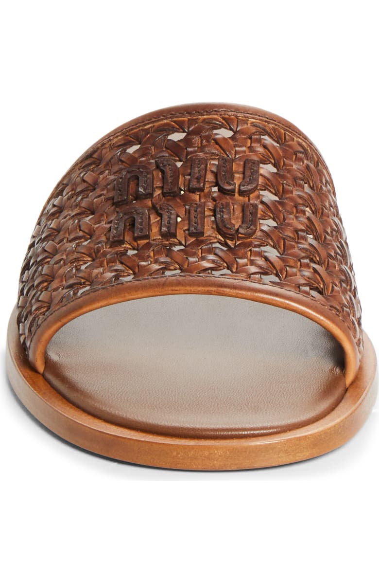 Miu Miu Woven Slide Sandal, Alternate, color, Cognac