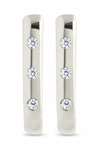 Sterling Forever Casey Cubic Zirconia Rectangular Hoop Earrings