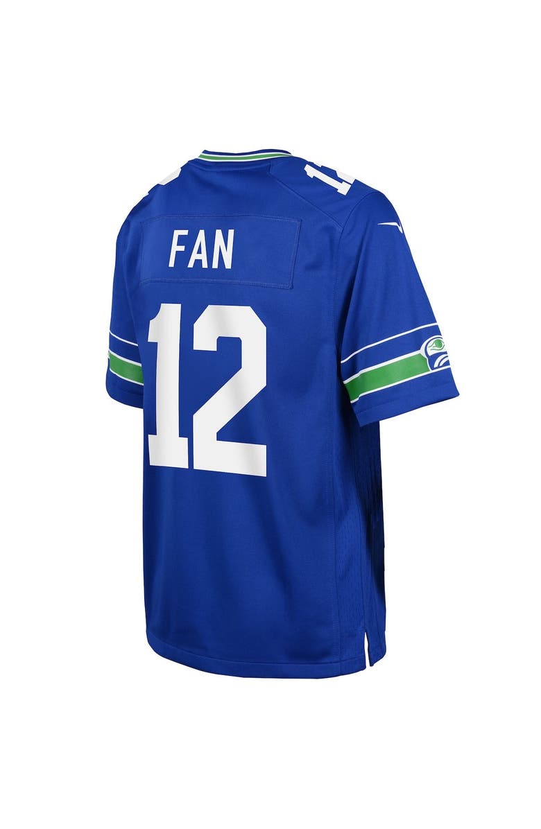 Nike Youth Nike 12s Royal Seattle Seahawks Throwback Player Game Jersey, Alternate, color, Royal