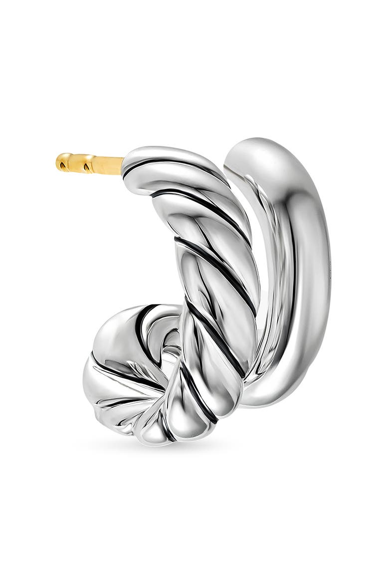 DY Mercer® Double Hoop Huggie Earrings in Sterling Silver, 7.8mm, Alternate, color, SILVER